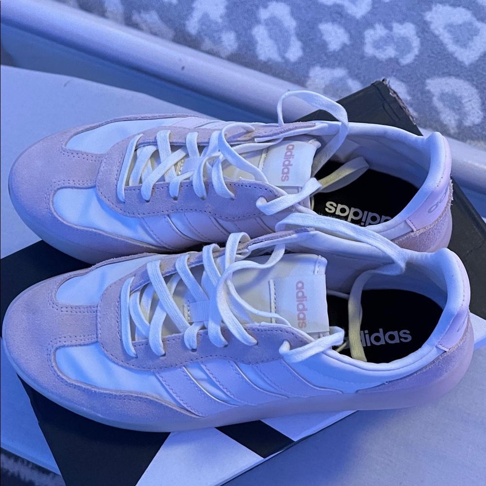 Adidas Pastel Pink and White Trainers
